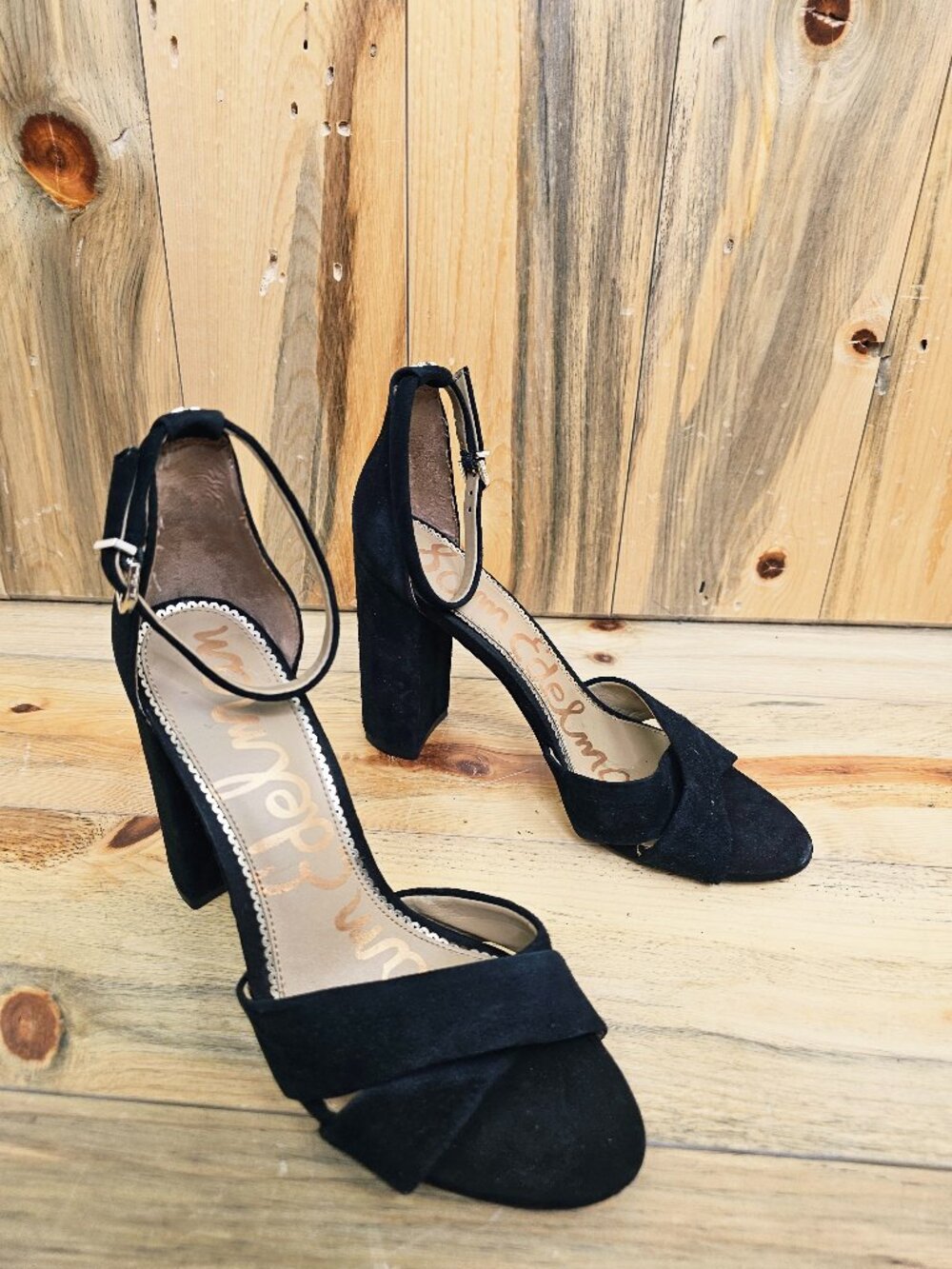 Sam Edelman Yancy Black Suede Block Heel Size 9